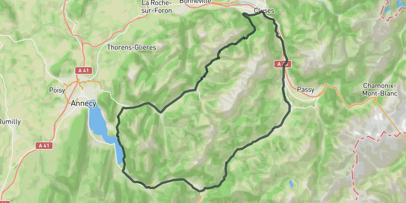Loop to Col de la Colombière road cycling route map