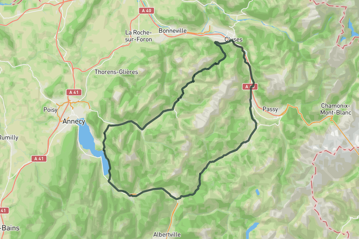 road cycling route map for Loop to Col de la Colombière