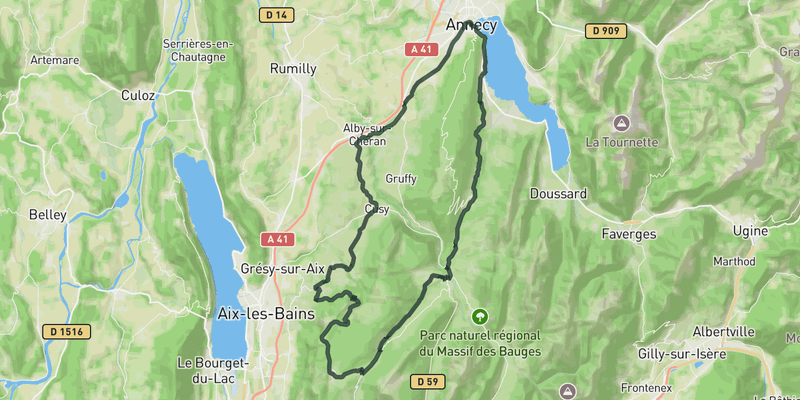 Loop to Mont Revard road cycling route map
