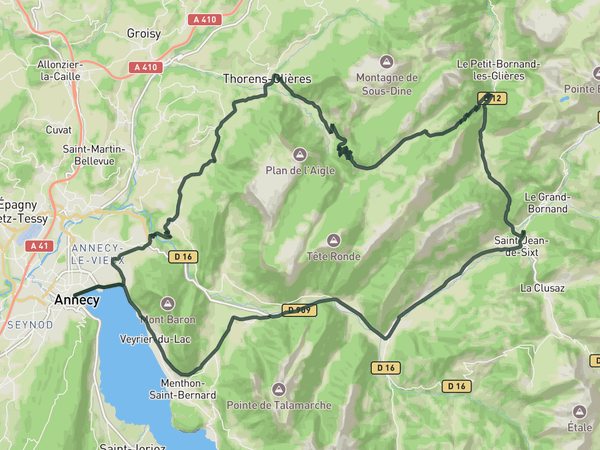 Plateau des Glières route map