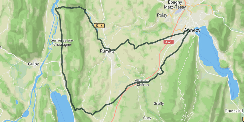 Towards Lac du Bourget road cycling route map