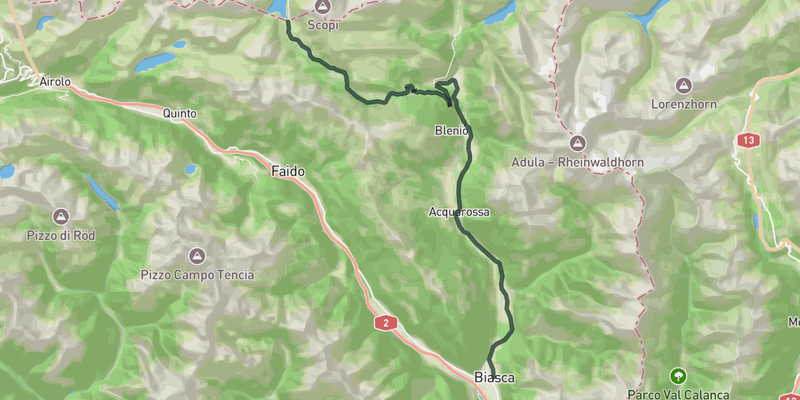 Lukmanier Pass elevation profile