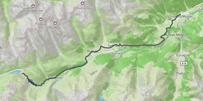 Oberalp Pass elevation profile