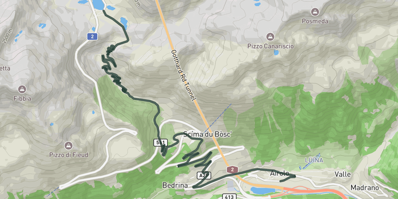 St. Gotthardpass - Tremola elevation profile