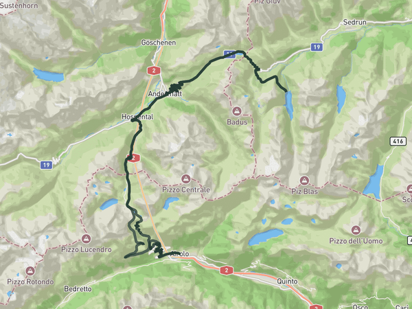 Airolo to Lai da Curnera route map