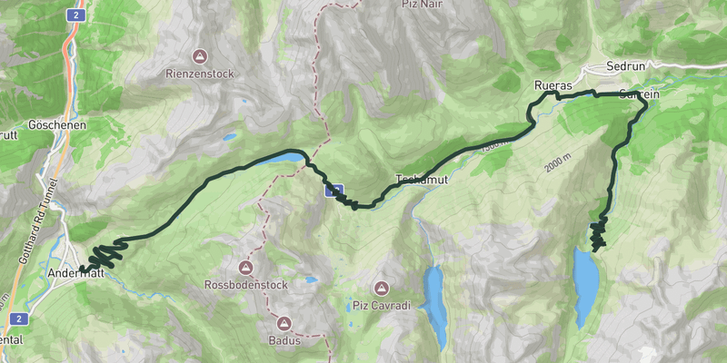 Lai da Nalps from Andermatt road cycling route map