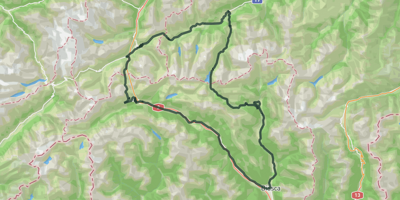 Oberalp and Lukmanier Pass from Airolo road cycling route map